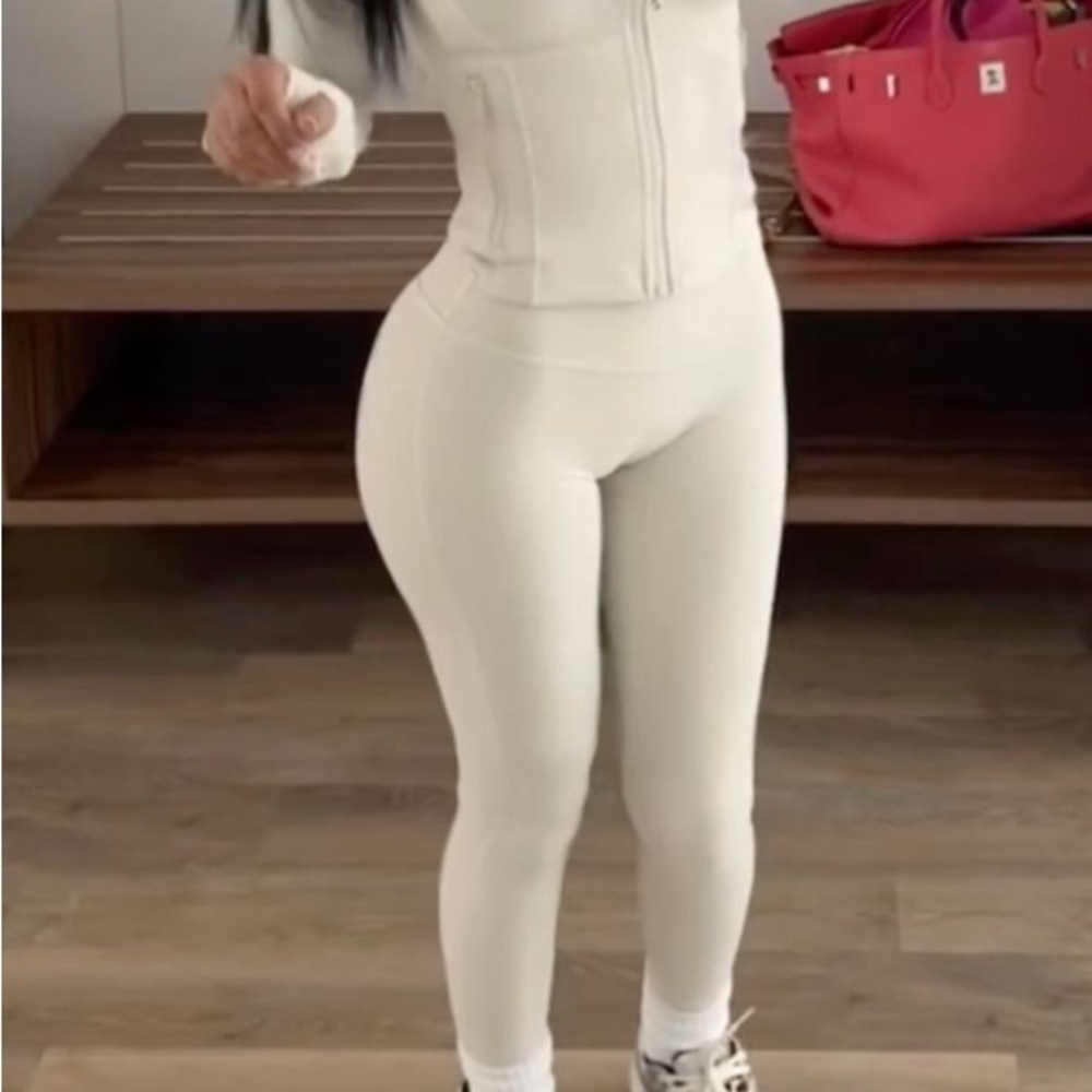 lululemon athletica Cream Leggings and jacket set